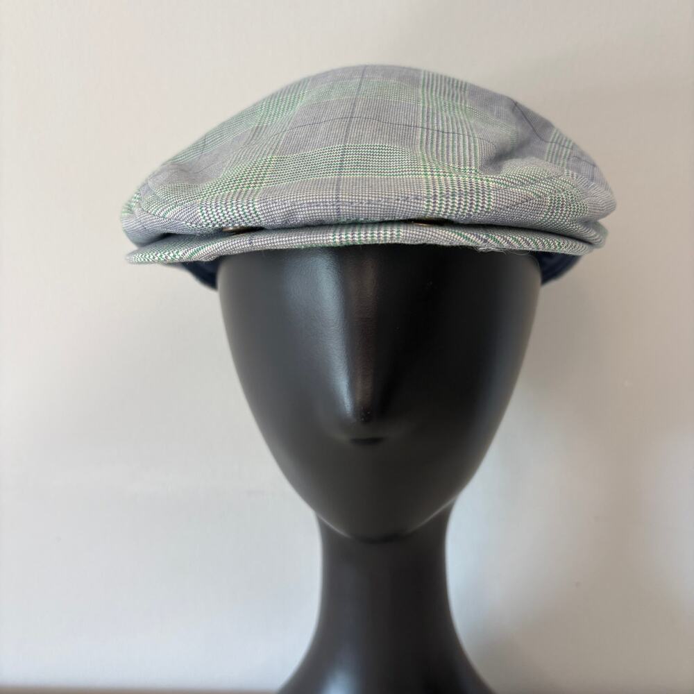 American Eagle Outfitters Plaid Newsboy Flat Cap One Size Green Gray Cotton